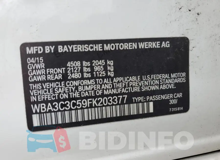 WBA3C3C59FK203377 Photo# 12