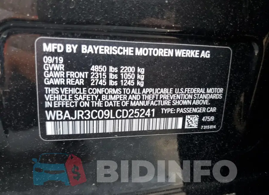 WBAJR3C09LCD25241 Photo# 12