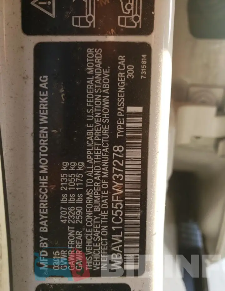 WBAVL1C55FVY37278 Photo# 12