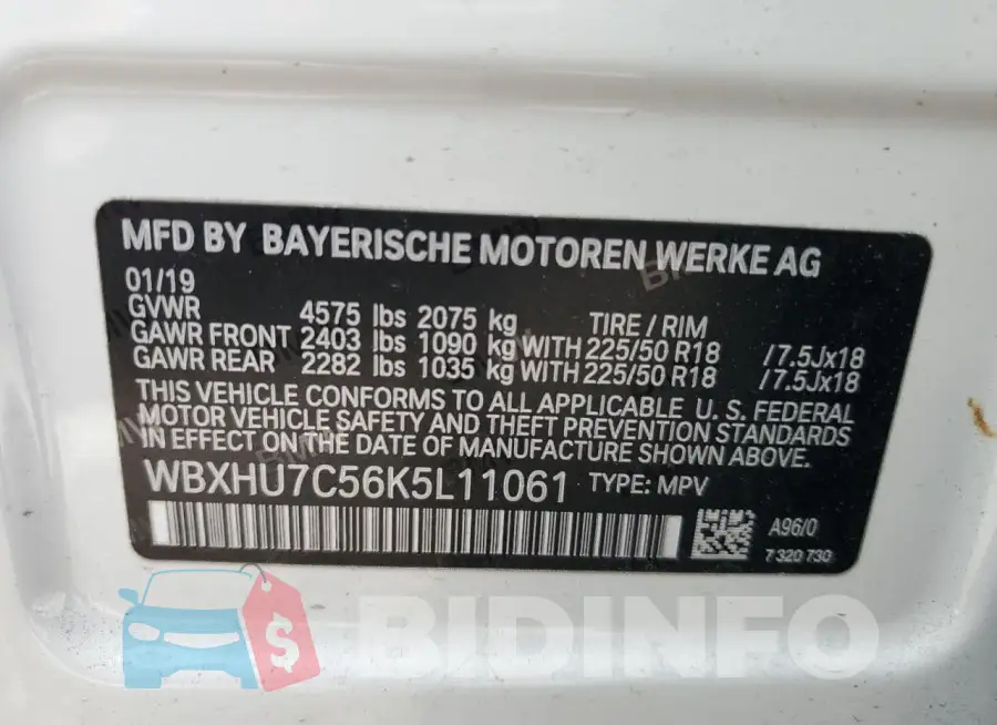 WBXHU7C56K5L11061 Photo# 12