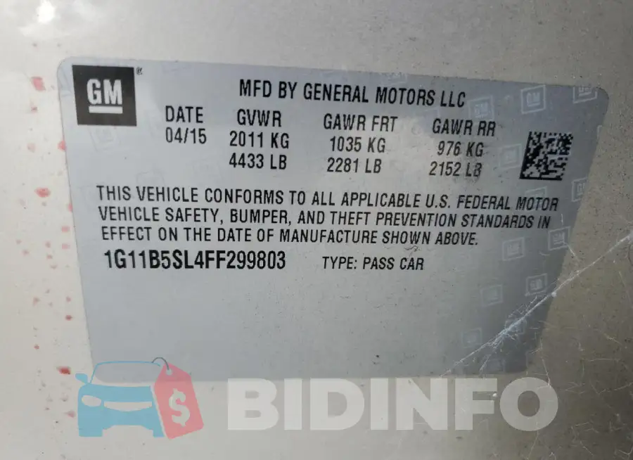 1G11B5SL4FF299803 Photo# 13