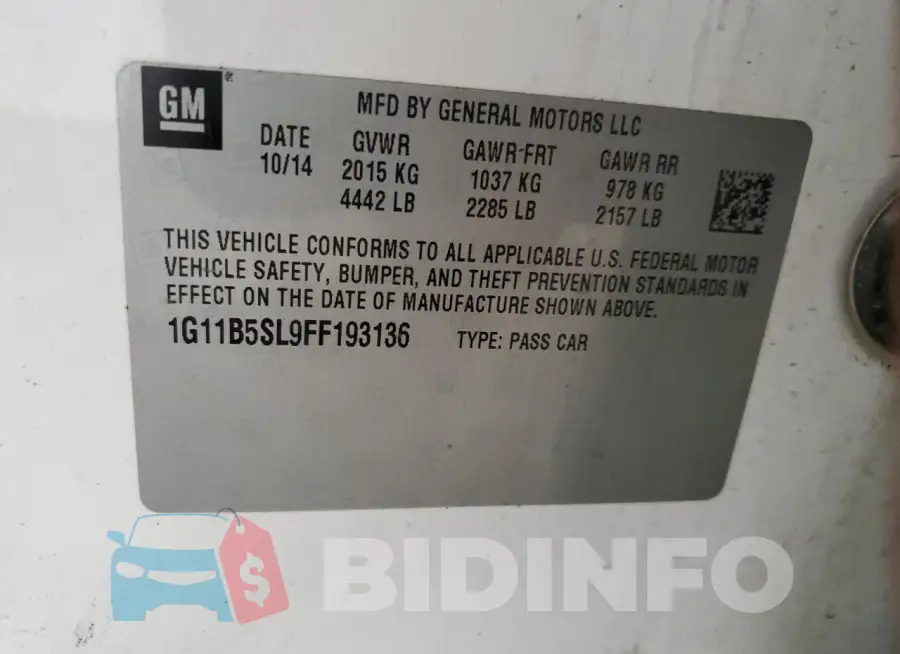 1G11B5SL9FF193136 Photo# 12