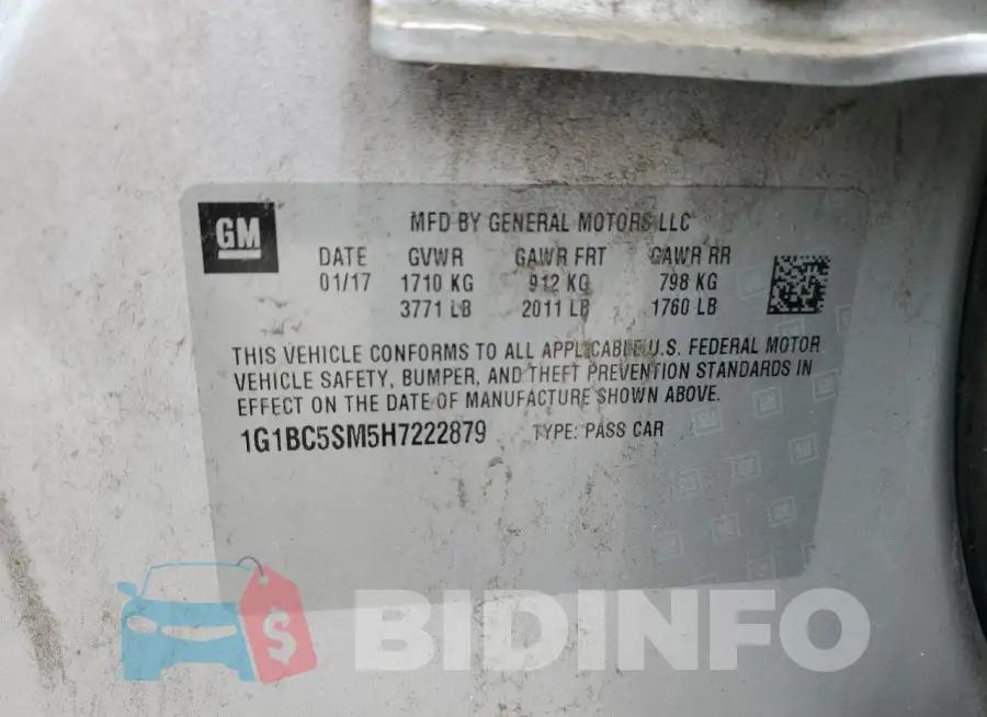 1G1BC5SM5H7222879 Photo# 12