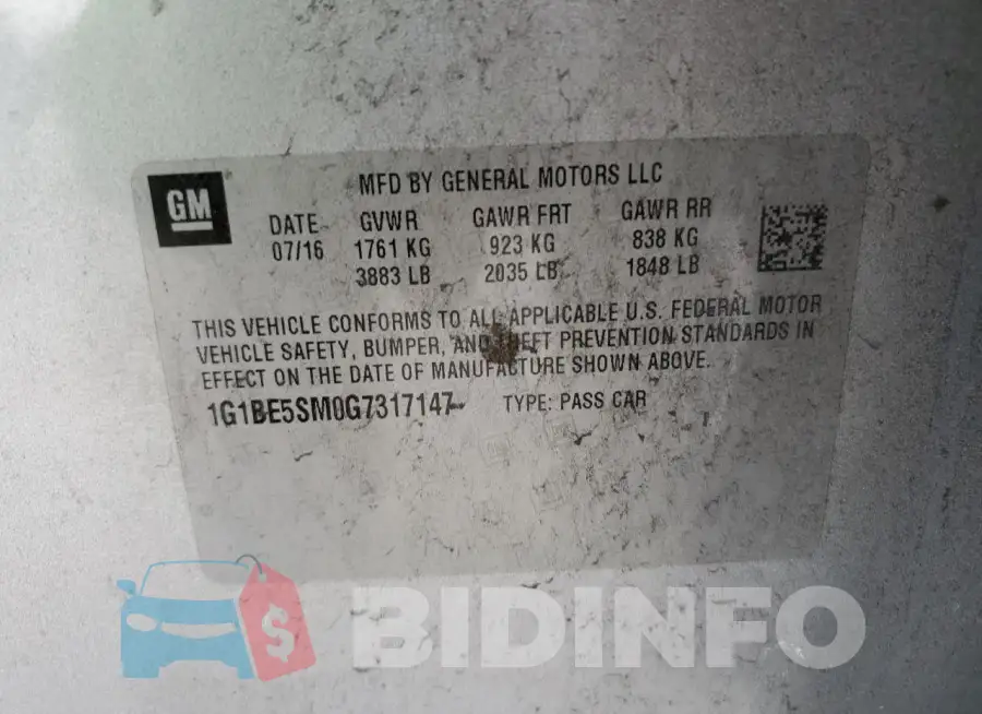 1G1BE5SM0G7317147 Photo# 12