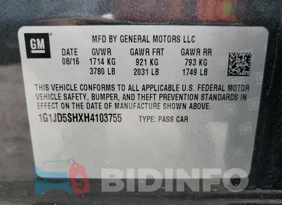 1G1JD5SHXH4103755 Photo# 13