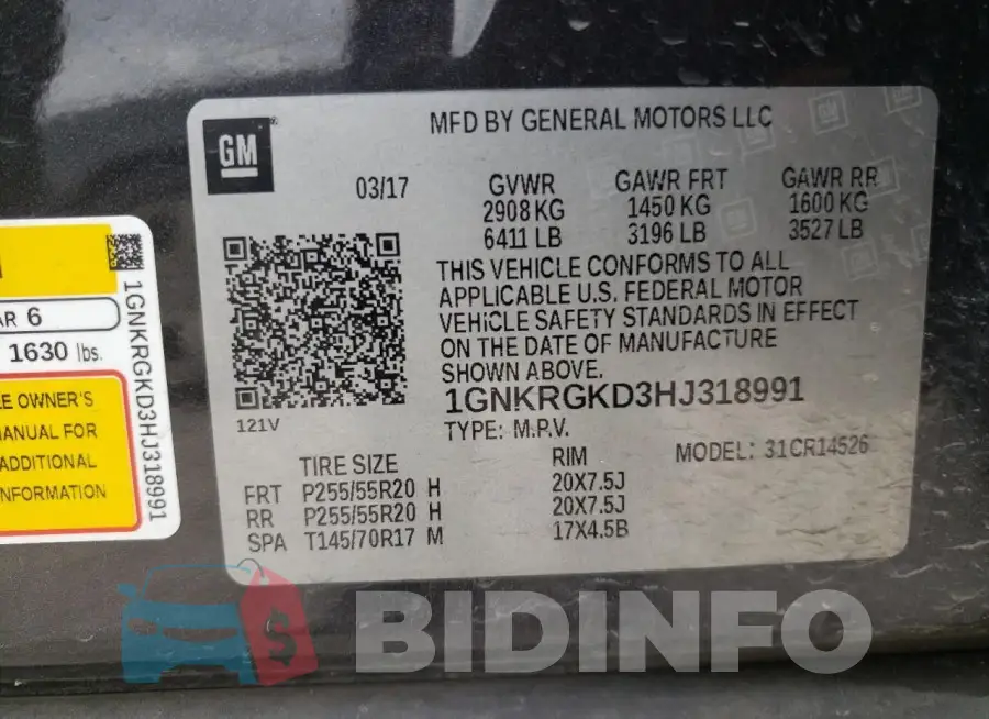 1GNKRGKD3HJ318991 Photo# 13