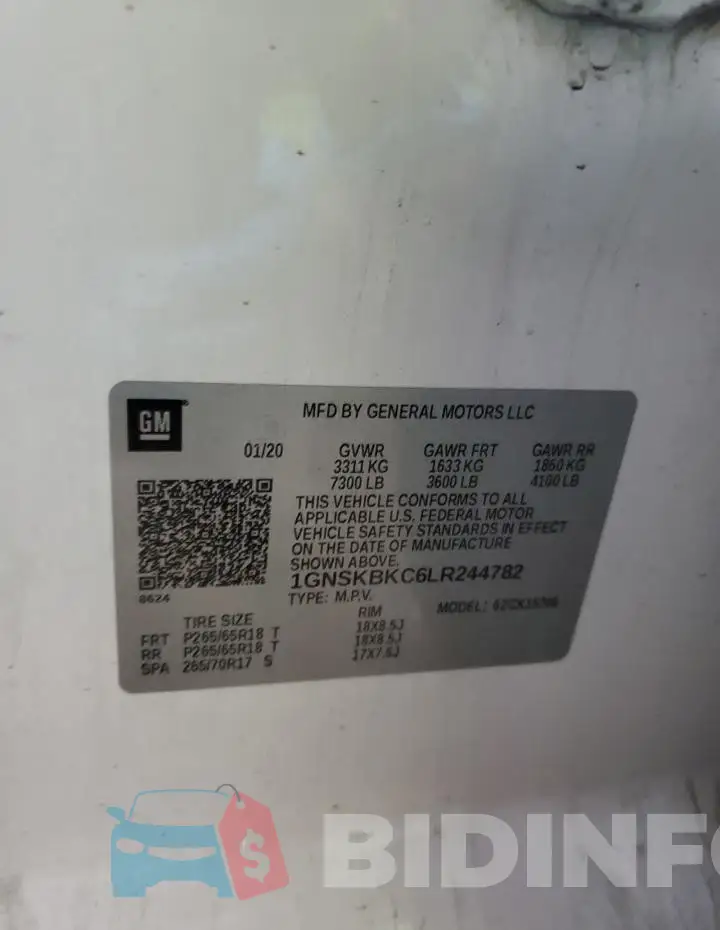 1GNSKBKC6LR244782 Photo# 13