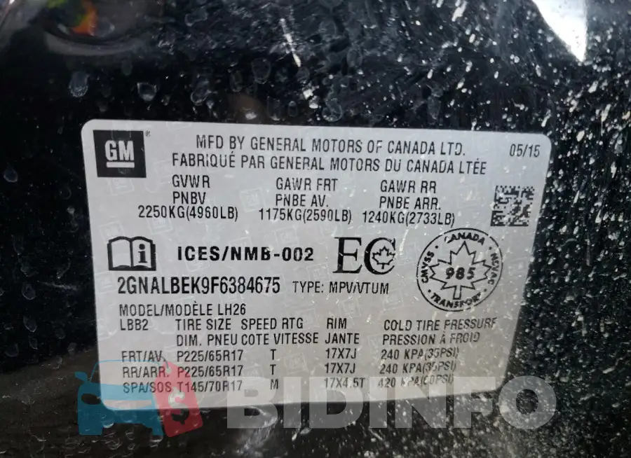 2GNALBEK9F6384675 Photo# 13
