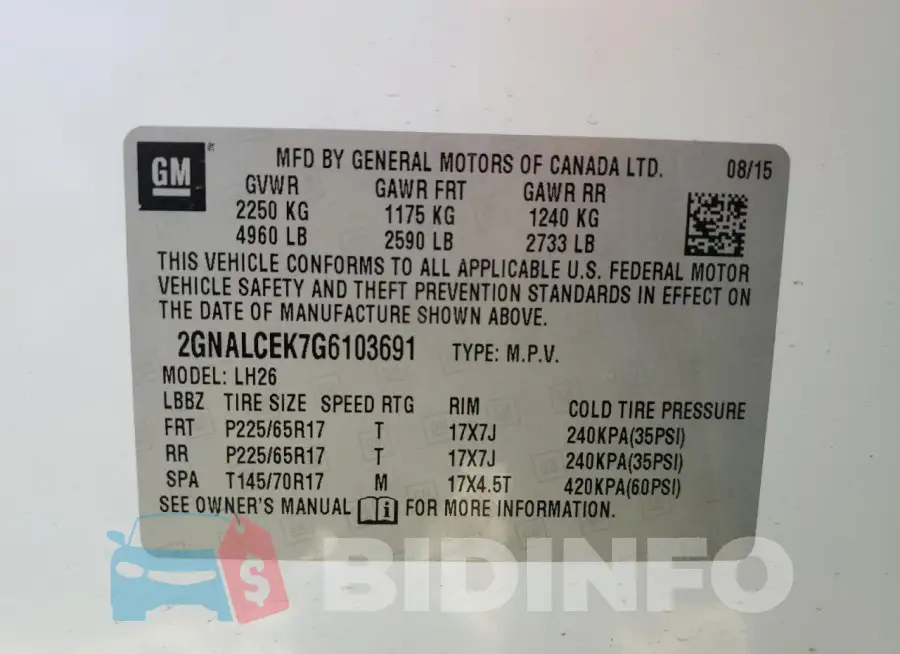 2GNALCEK7G6103691 Photo# 12