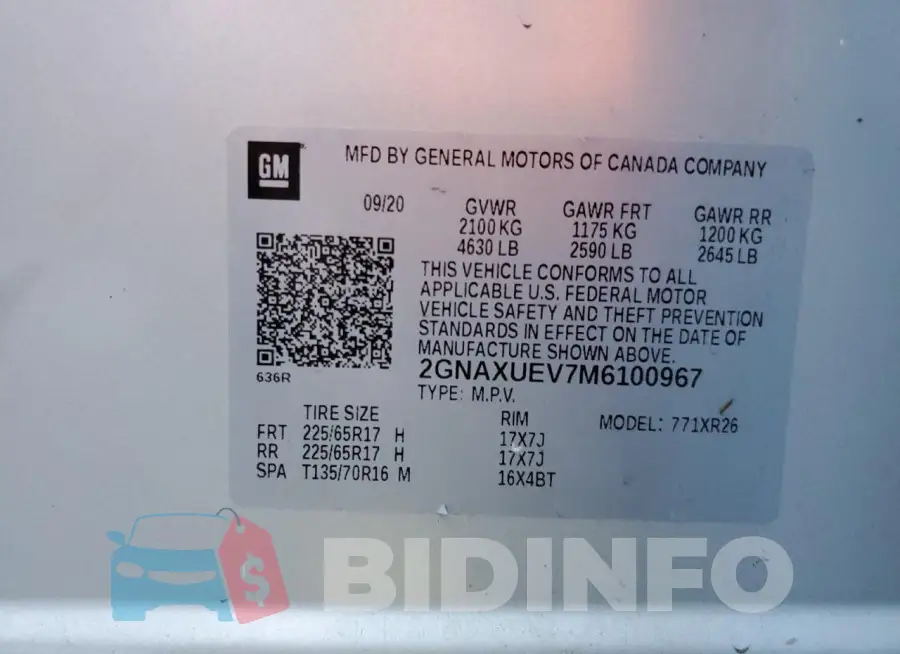 2GNAXUEV7M6100967 Photo# 14