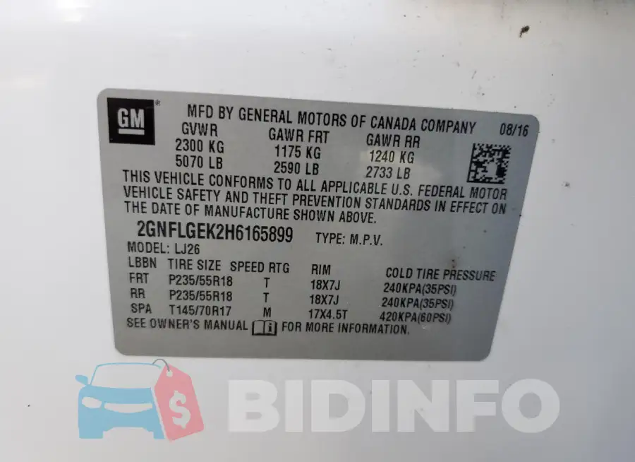 2GNFLGEK2H6165899 Photo# 12