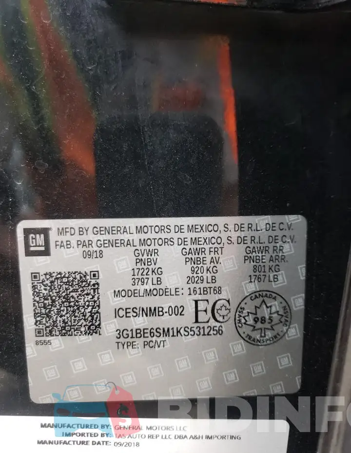 3G1BE6912KS531256 Photo# 13