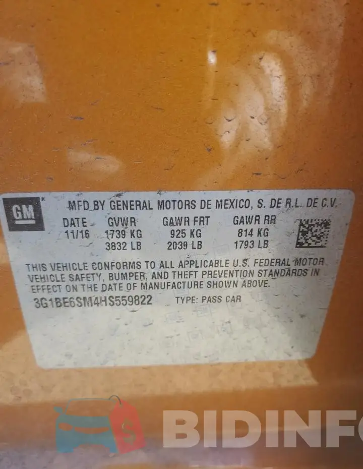 3G1BE6SM4HS559822 Photo# 12