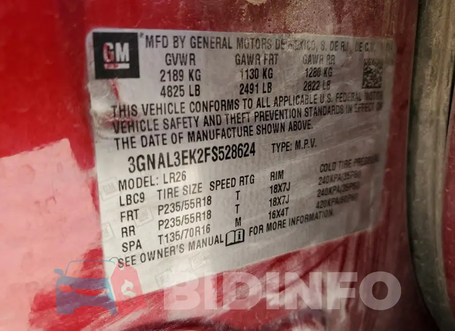 3GNAL3EK2FS528624 Photo# 14