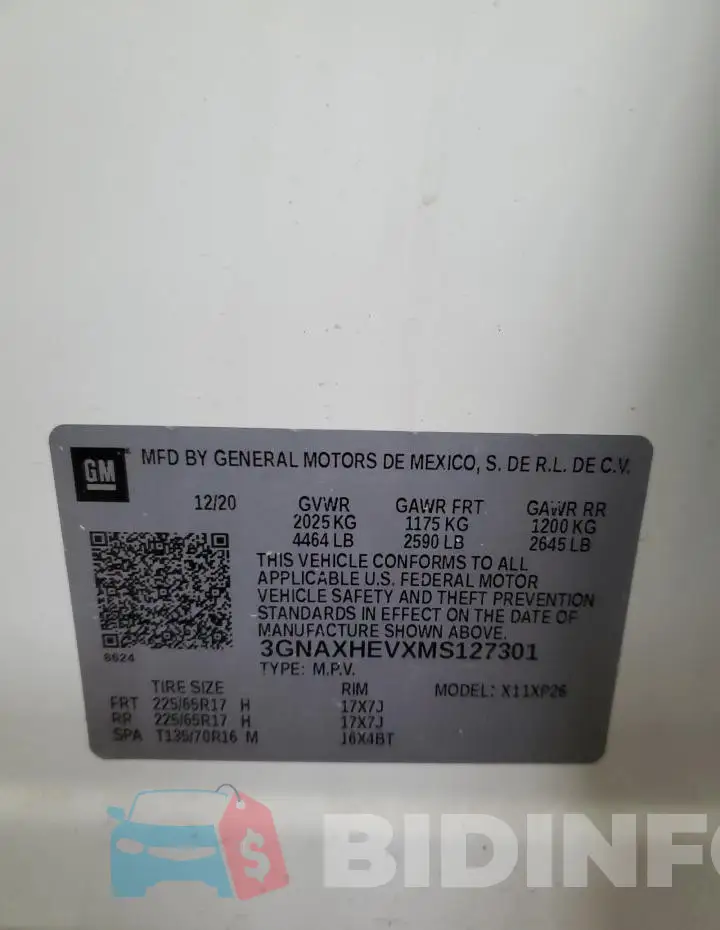 3GNAXHEVXMS127301 Photo# 14