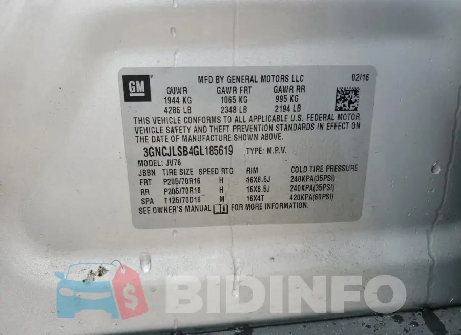3GNCJLSB4GL185619 Photo# 12