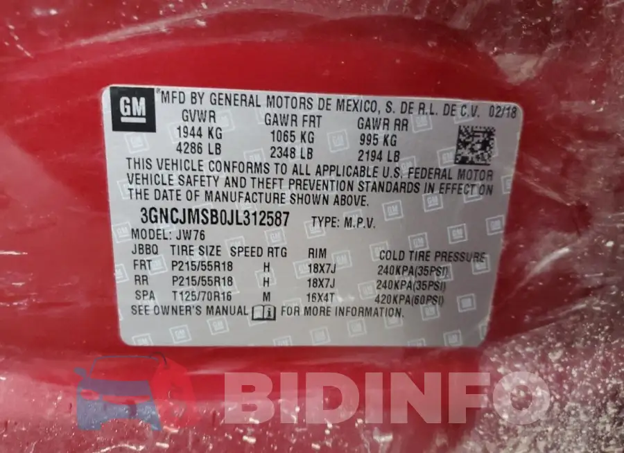 3GNCJMSB0JL312587 Photo# 13
