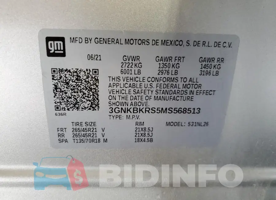 3GNKBKRS5MS568513 Photo# 14