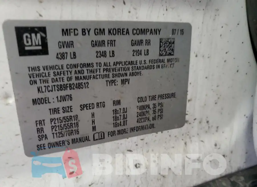 KL7CJTSB9FB248512 Photo# 13