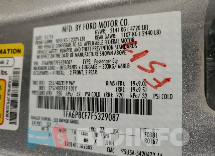 1FA6P8CF7F5329087 Photo# 12