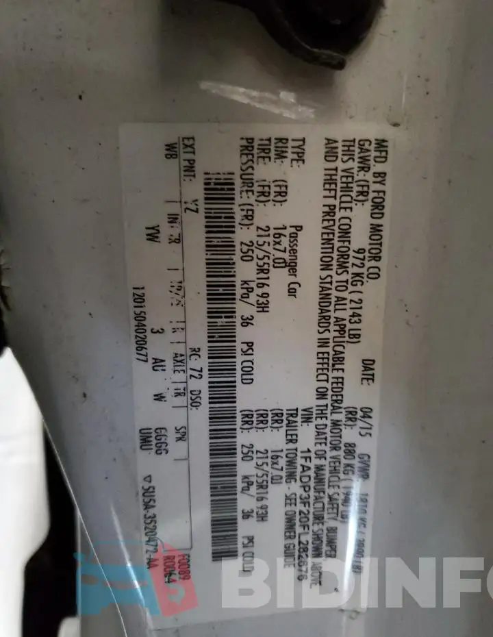 1FADP3F20FL282676 Photo# 12