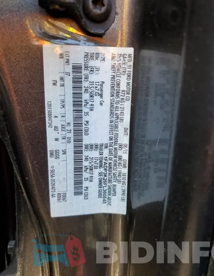 1FADP3K26FL360545 Photo# 12
