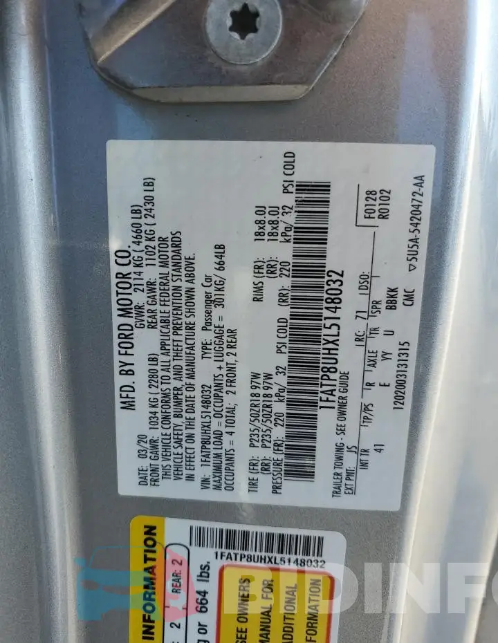 1FATP8UHXL5148032 Photo# 12