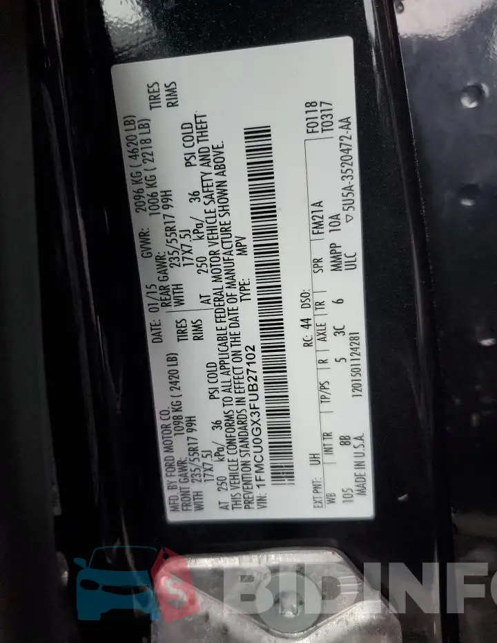 1FMCU0GX3FUB27102 Photo# 13