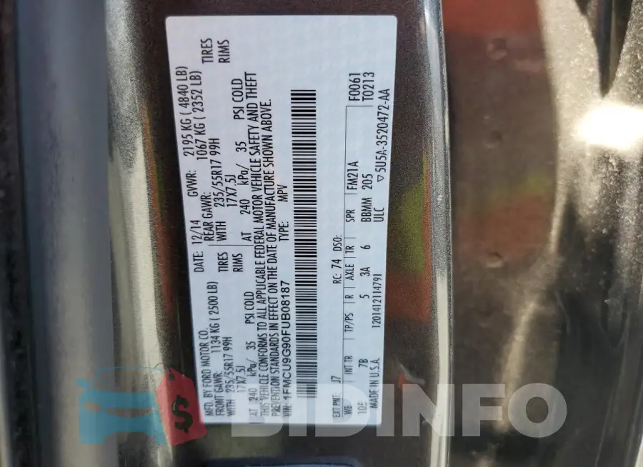 1FMCU9G90FUB08187 Photo# 13