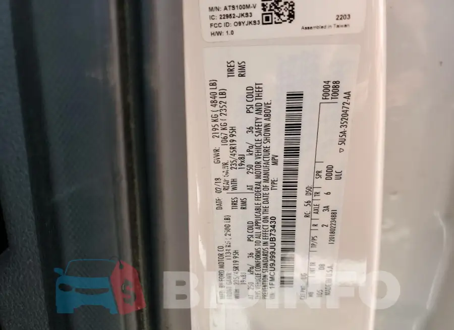 1FMCU9J99JUB73430 Photo# 12
