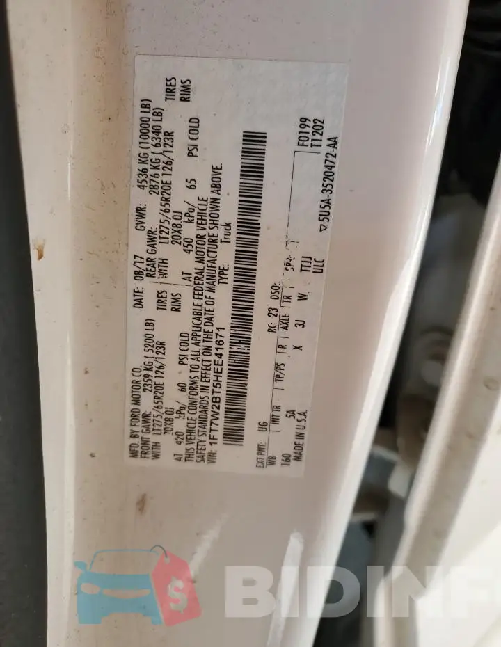 1FT7W2BT5HEE41671 Photo# 12