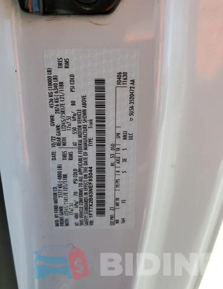 1FT7X2B63NEF85044 Photo# 12