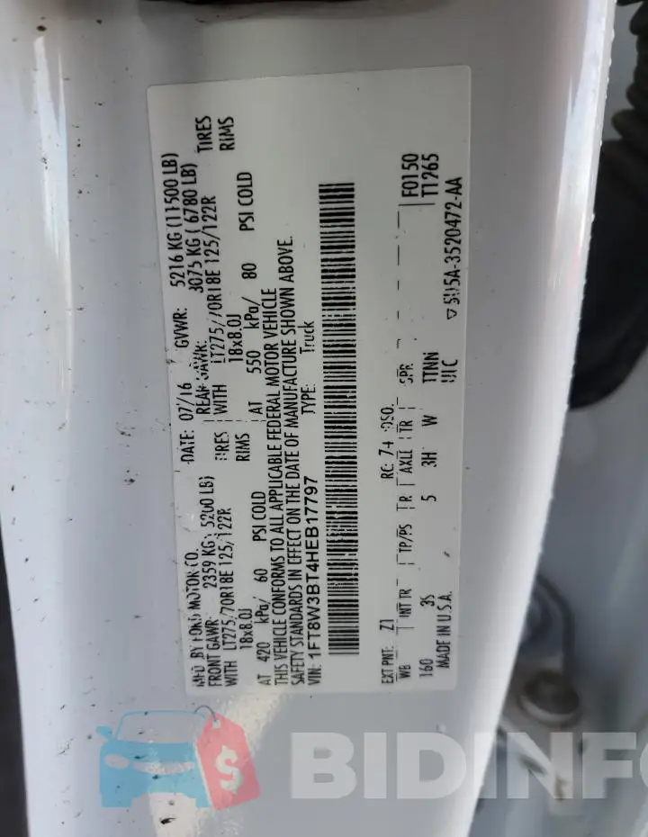 1FT8W3BT4HEB17797 Photo# 12