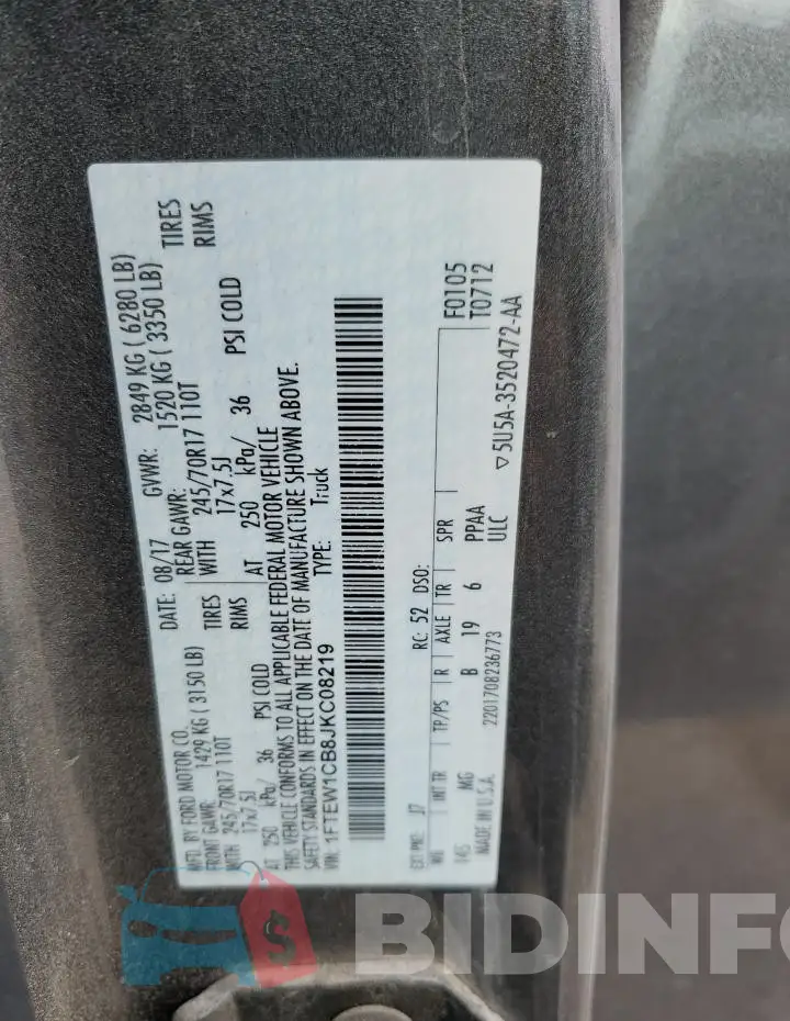 1FTEW1CB8JKC08219 Photo# 12
