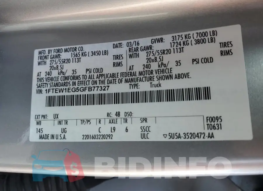 1FTEW1EG5GFB77327 Photo# 12