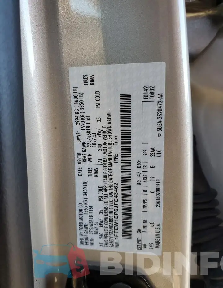 1FTEW1EP6JFE43462 Photo# 12