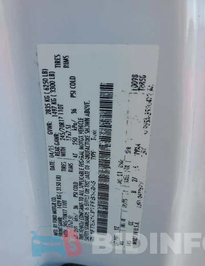 1FTEX1CP7FFB34865 Photo# 12