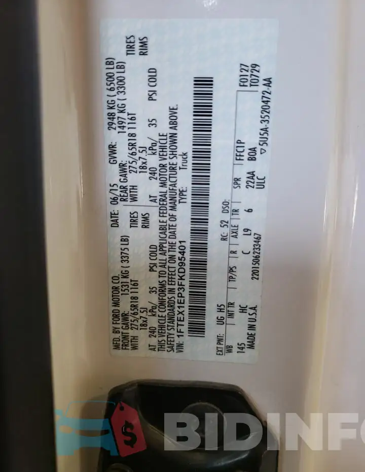 1FTEX1EP3FKD95401 Photo# 13