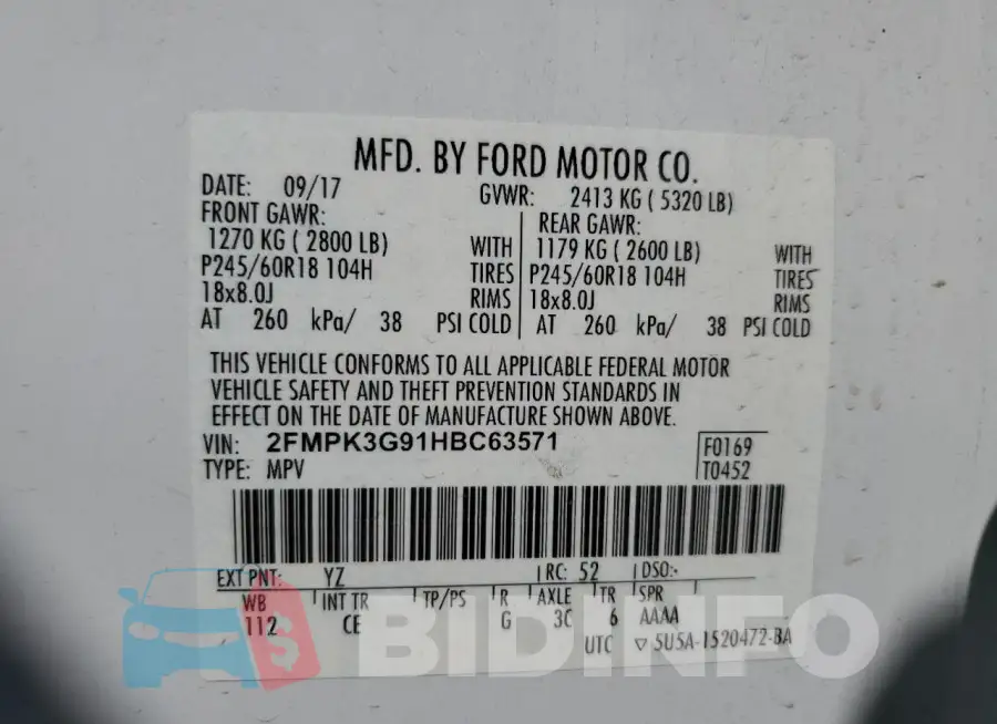 2FMPK3G91HBC63571 Photo# 14