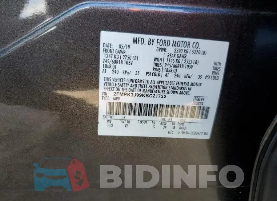 2FMPK3J99KBC21732 Photo# 12
