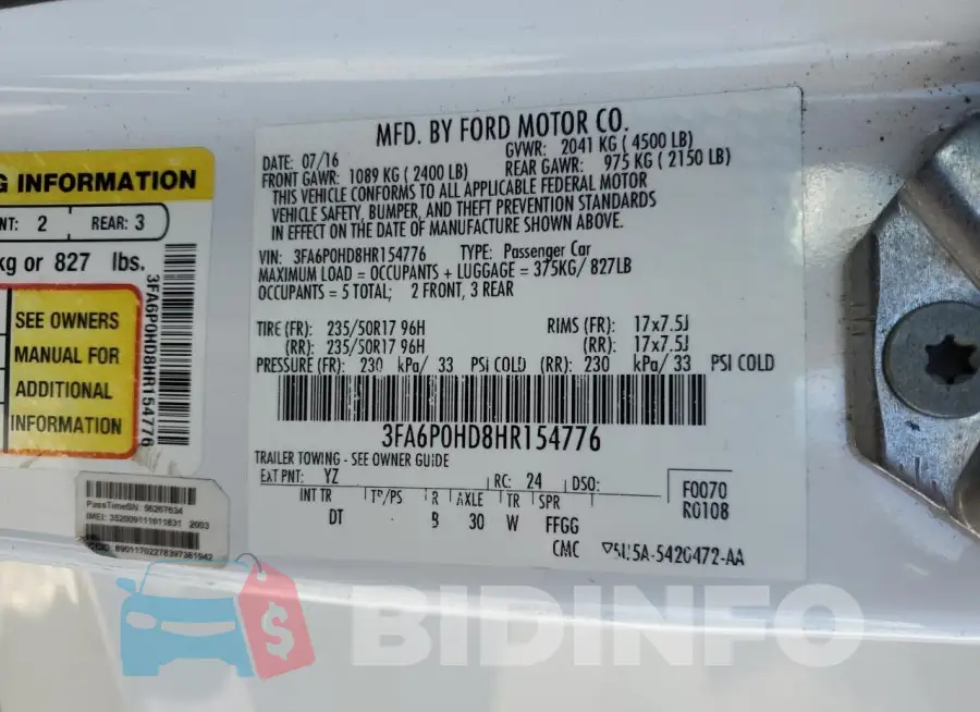 3FA6P0HD8HR154776 Photo# 12