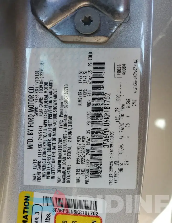 3FA6P0LU6KR181702 Photo# 12
