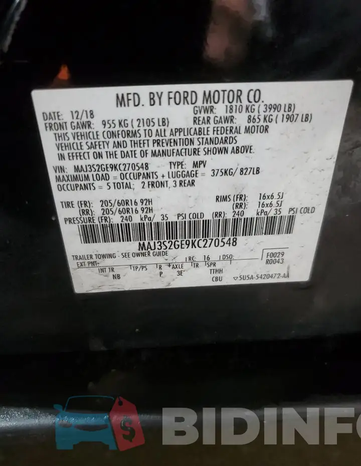 MAJ3S2GE9KC270548 Photo# 13