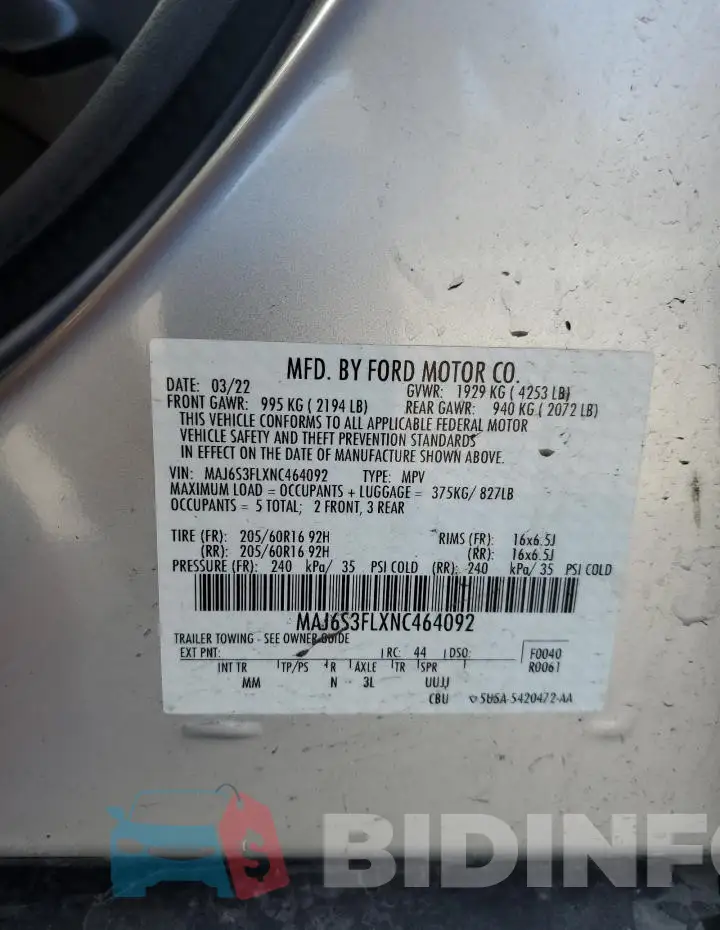 MAJ6S3FLXNC464092 Photo# 14