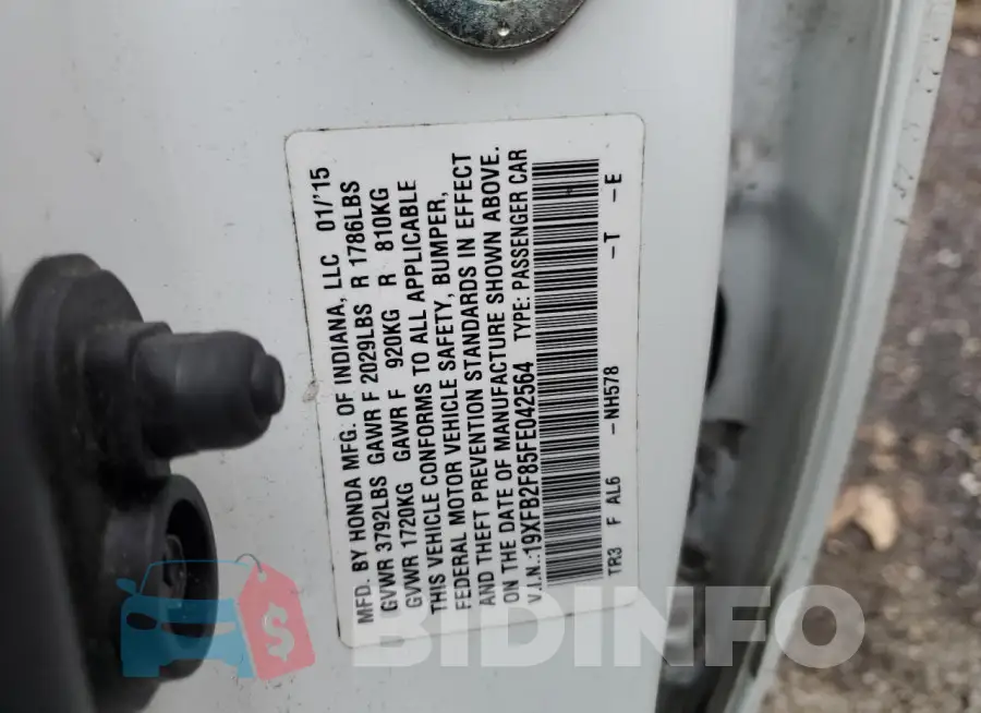 19XFB2F85FE042564 Photo# 12
