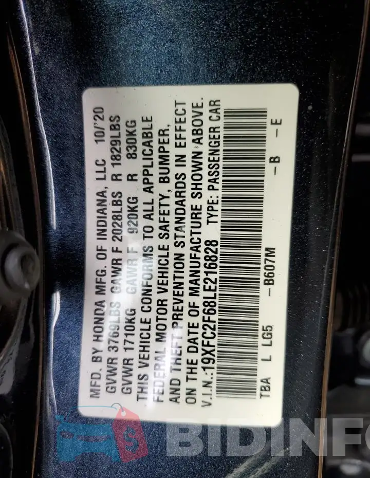 19XFC2F68LE216828 Photo# 12