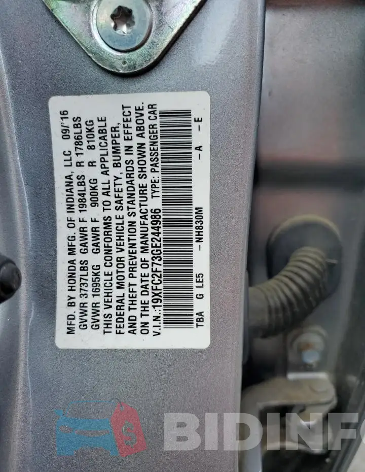 19XFC2F73GE244986 Photo# 12