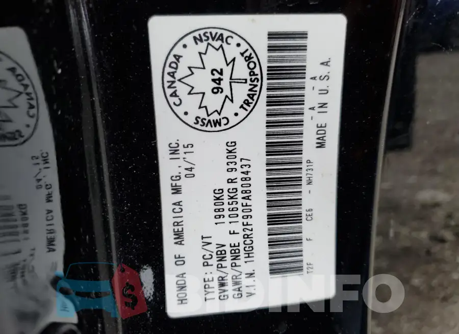 1HGCR2F90FA808437 Photo# 12