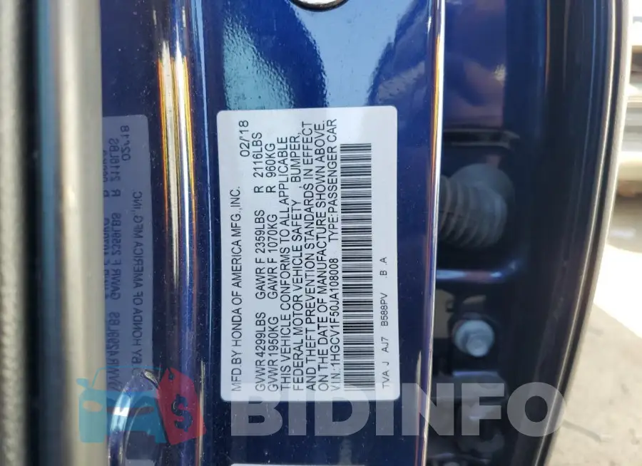 1HGCV1F50JA108008 Photo# 12