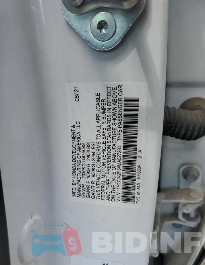 1HGCV2F34MA027280 Photo# 12
